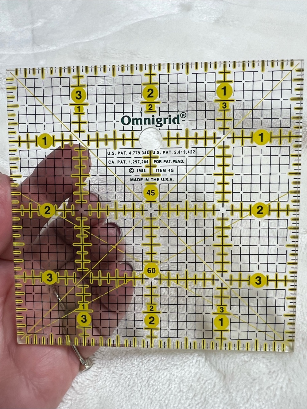 Clear Quilting Ruler with Yellow Grid Lines - Picture 2 of 3